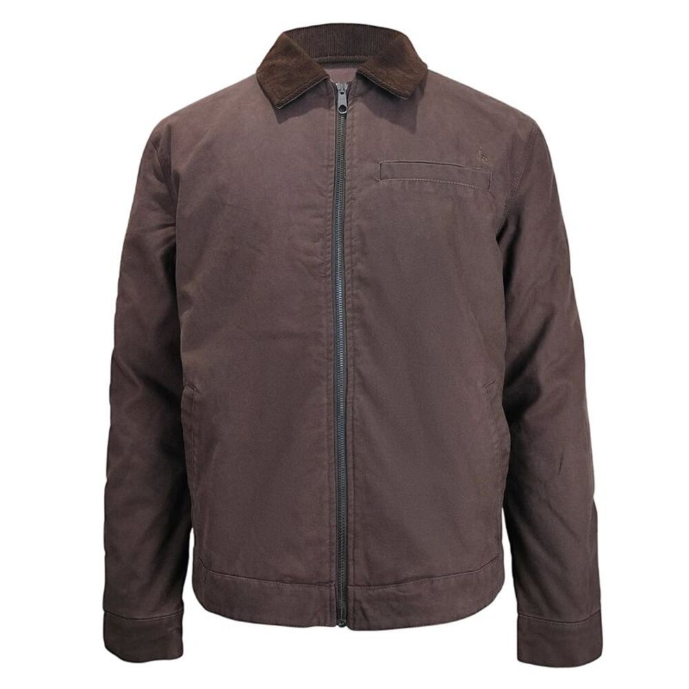 Jack Wills Mens Plain Collared Varsity Jacket / Black Coffee